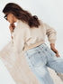 Lederjacke Damen mit Nieten & Perlen | stylisch mit Kapuze